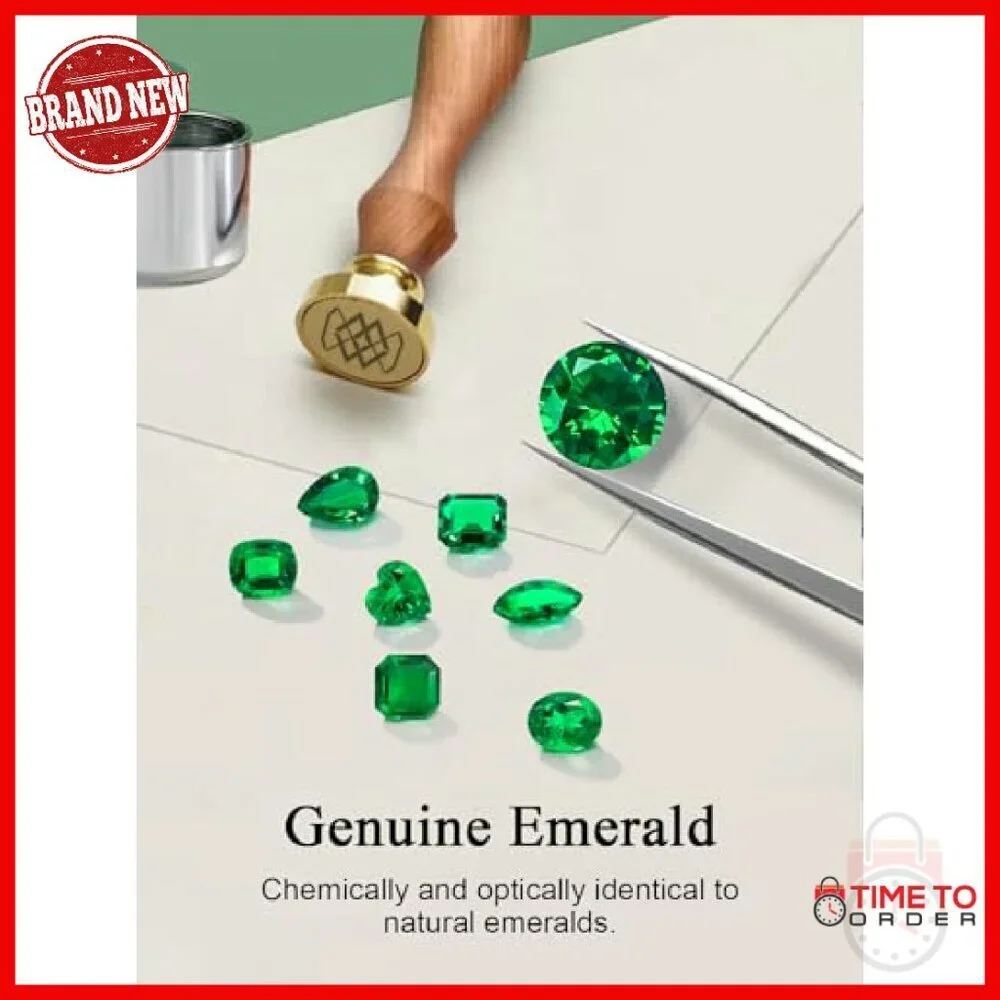 2CT Lab Emerald Pendant Necklace 925 Sterling Silver Adjustable Chain